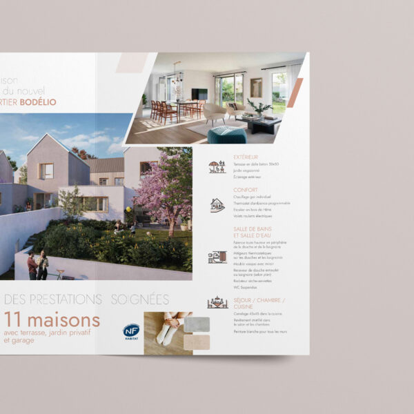 depliant immobilier 3 volets Villa Cozy Lorient conception graphique