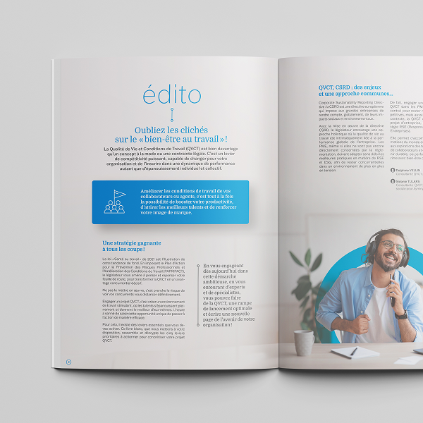 Mise en page d'un guide RH pour Ayming en collaboration avec Parlons RH — design éditorial réalisé par Doriane Bonomo, graphiste freelance spécialisée en mise en page Rennes et Bretagne