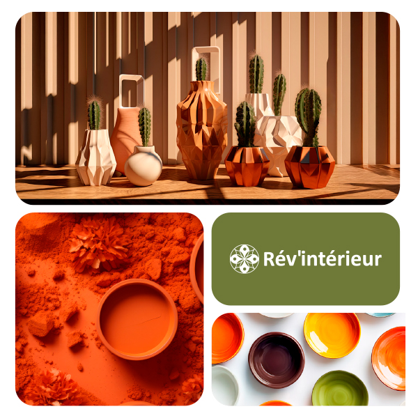 Création logo et identité visuelle Rév'intérieur, logotype, palette de couleurs et univers de marque réalisés par Doriane Bonomo, graphiste freelance spécialisée en création logo Rennes